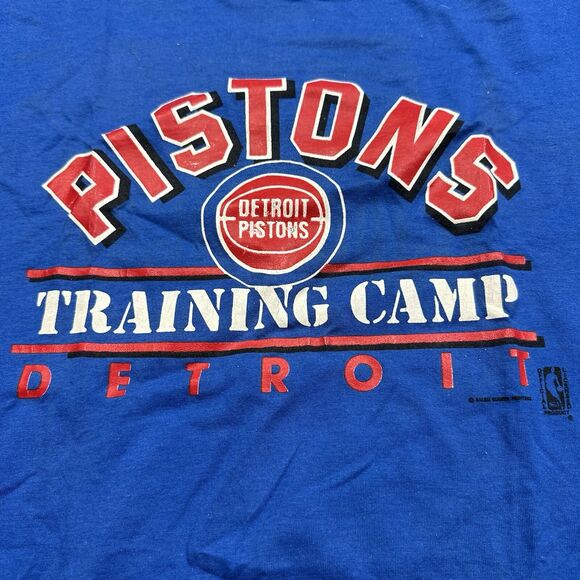 DETROIT PISTONS 1989 NBA Vintage Salem Training Camp 50/50 T-Shirt Large USA SS - Picture 2 of 7